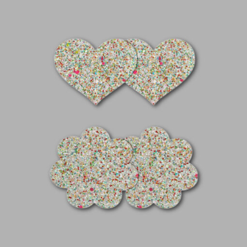 Sticker Herz & Blume glitzer pastell 2 paar