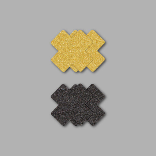 Sticker Kreuz glitzer schwarz & gold 2 Paar