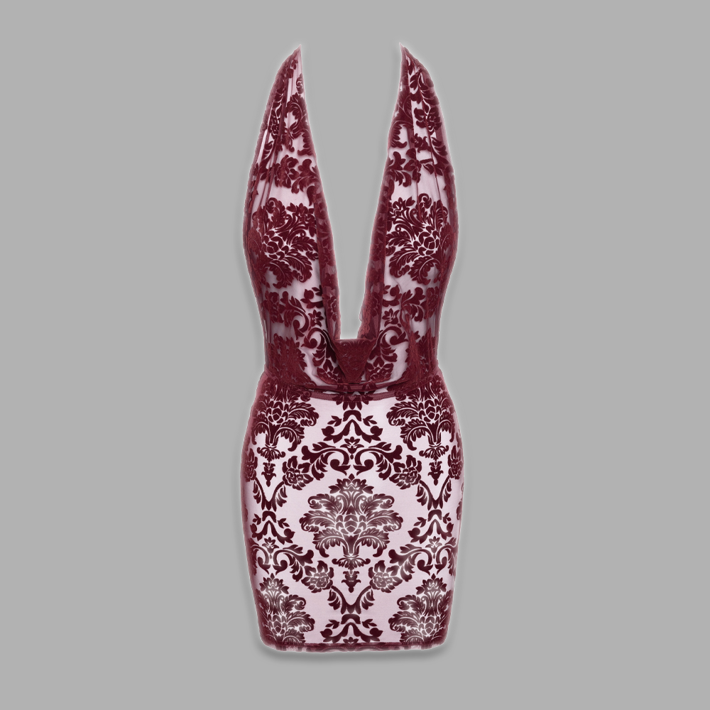 Wasserfallminikleid Red Velvet Flock – Bild 4