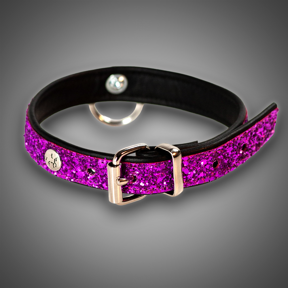 Echtlederhalsband Fuchsia Diamond 2,0 cm – Bild 2