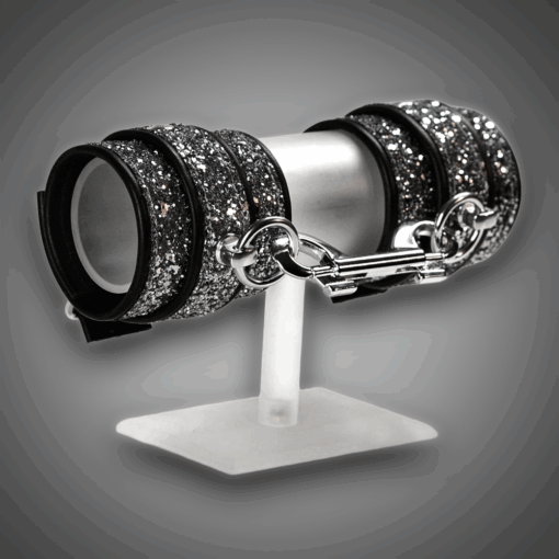 Echtlederhandcuffs Full Silber Diamond 7,0 cm