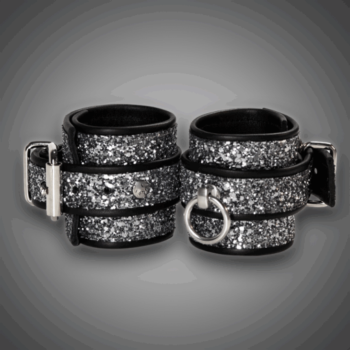 Alternative view of Echtlederhandcuffs Full Silber Diamond 7,0 cm
