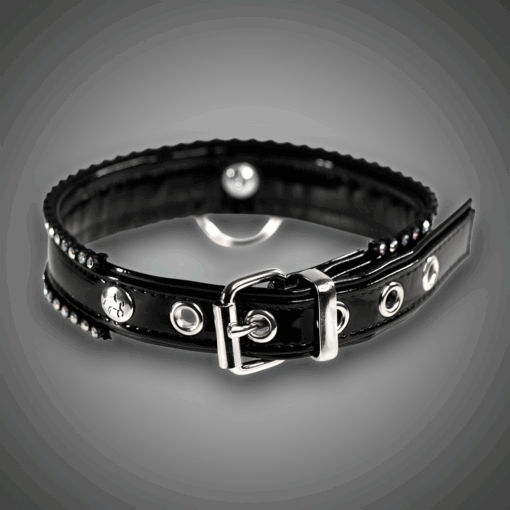 Alternative view of Kunstlederhalsband Lack mit Kristallen 2,0 cm