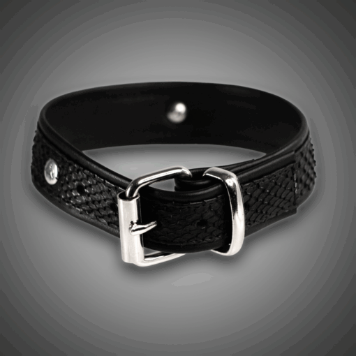 Alternative view of Pythonlederhalsband schwarz 3,0 cm Bauchschnitt