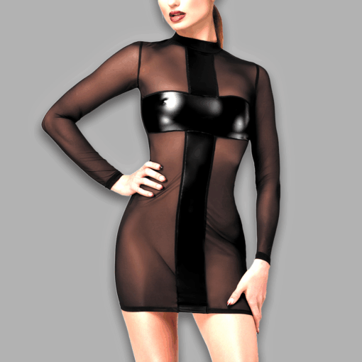 Crossfire Mesh & Wetlook Mini dress