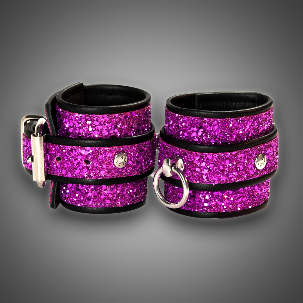 Echtlederhandcuffs Full Fuchsia Diamond 7,0 cm – Bild 3