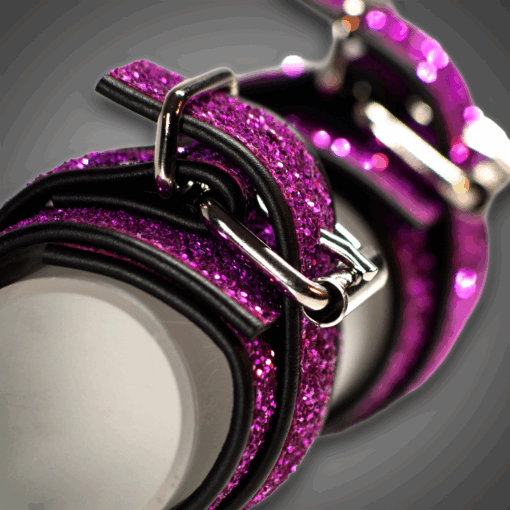 Alternative view of Echtlederhandcuffs Full Fuchsia Diamond 7,0 cm