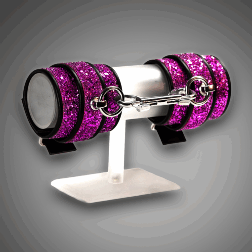 Echtlederhandcuffs Full Fuchsia Diamond 7,0 cm