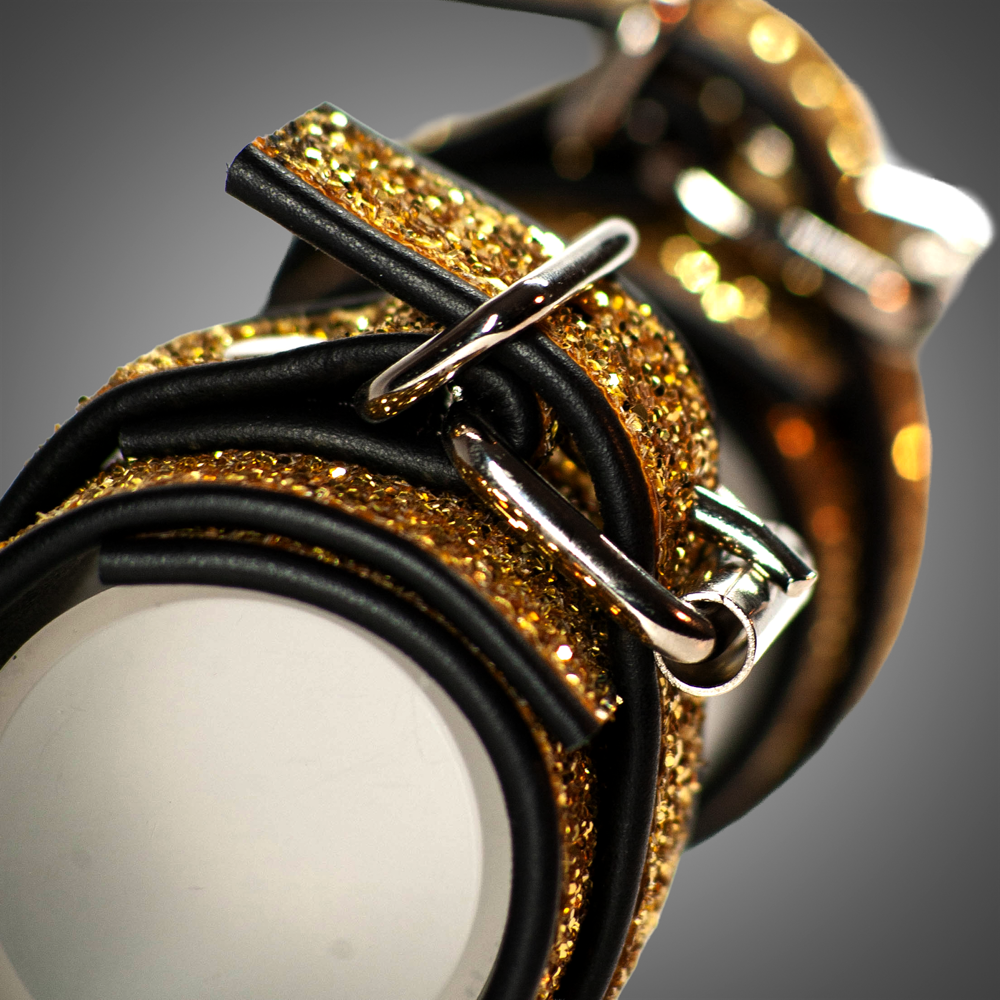 Echtlederhandcuffs Full Gold Diamond 7,0 cm – Bild 2