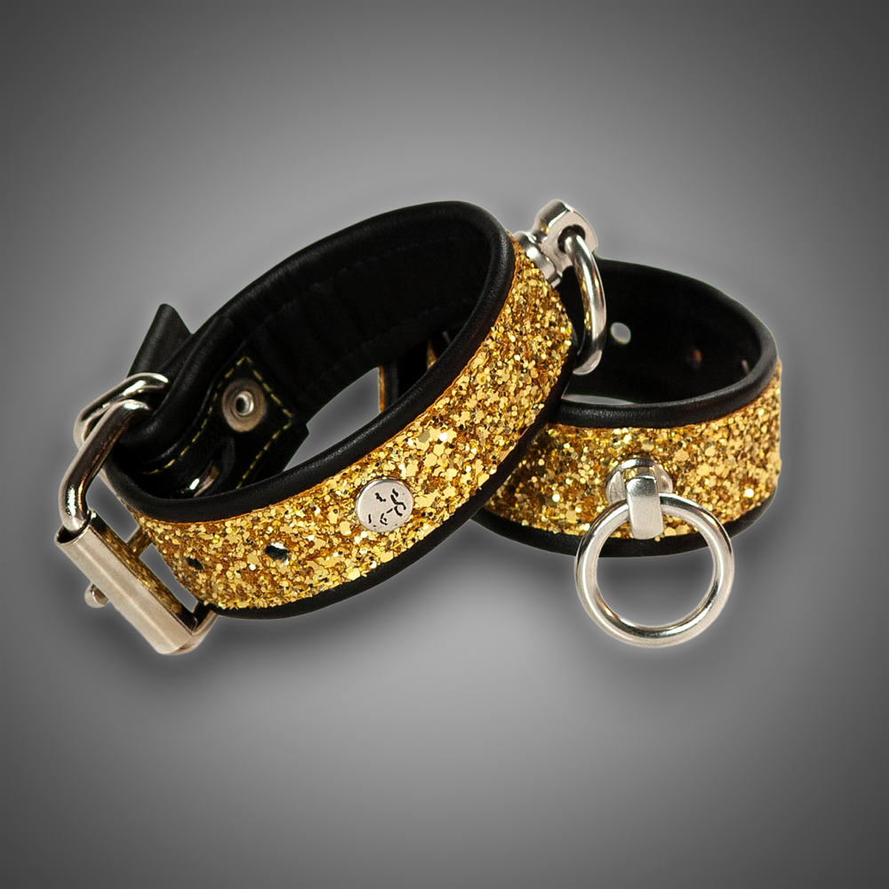 Echtlederhandcuffs Gold Diamond & Leder 3,0 cm – Bild 3