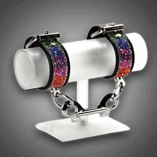 Echtlederhandcuffs Rainbow Diamond 3,0 cm