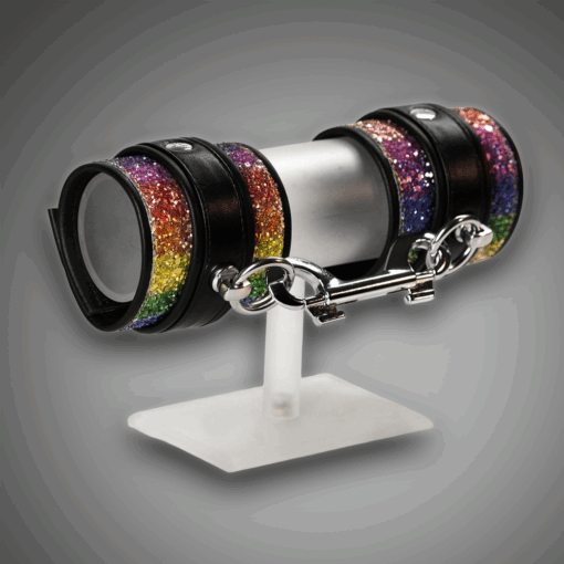 Echtlederhandcuffs Rainbow Diamond & Leder 7,0 cm