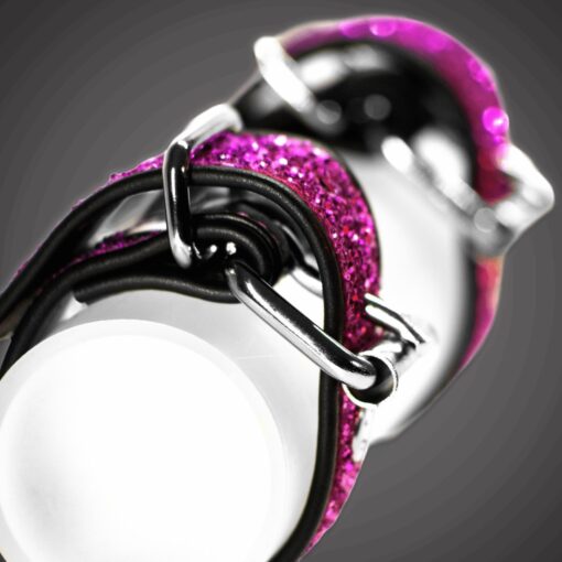 Alternative view of Echtlederhandcuffs Fuchsia Diamond 3,0 cm