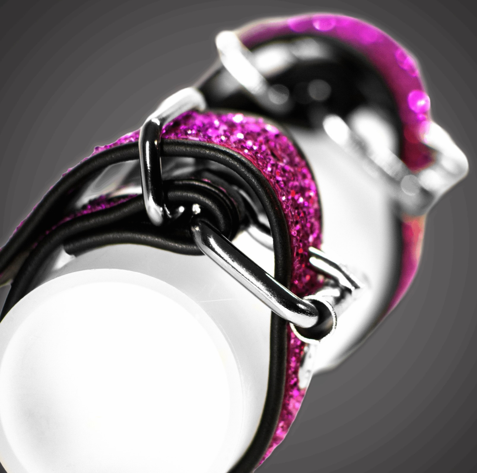 Echtlederhandcuffs Fuchsia Diamond 3,0 cm – Bild 2