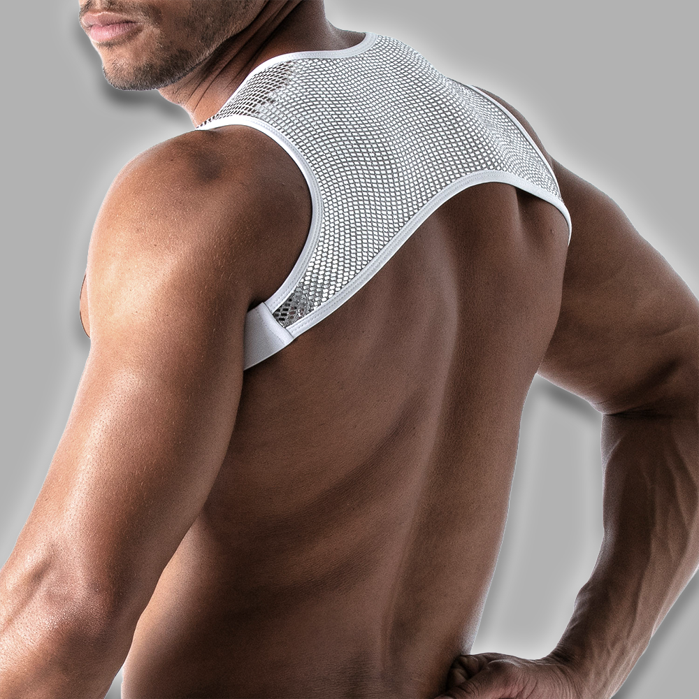 Harness-Top mit Zip silber Glitter – Bild 3