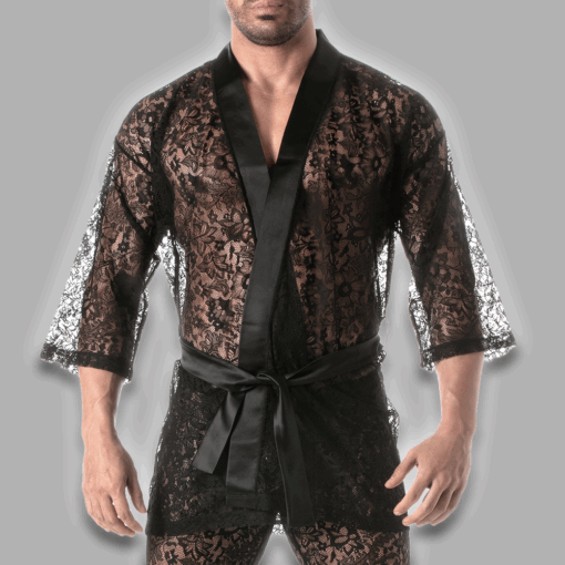 Kimono aus schwarzer Spitze
