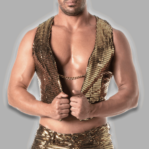 Alternative view of Weste mit Kette in funkelndem gold