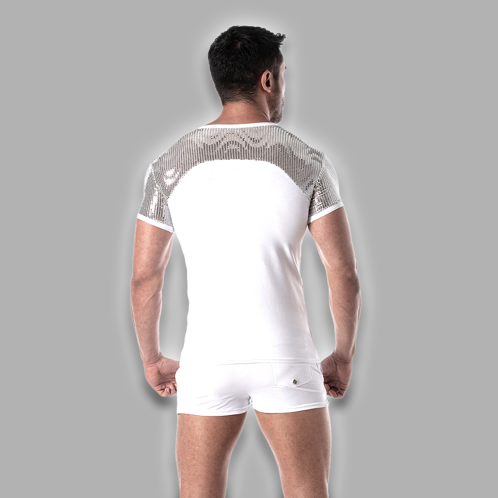 T-Shirt silber funkelnd und weiß – Bild 3