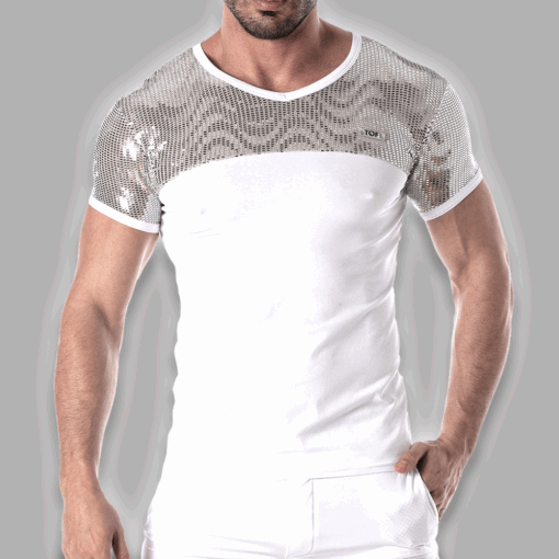 T-Shirt silber funkelnd und weiß