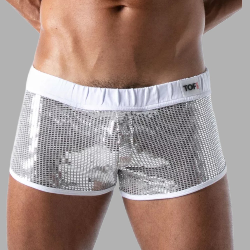 Star Trunk Shorty Silber Glitter Frontansicht