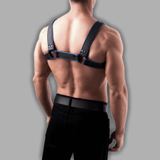 Alternative view of Chestharness schwarz-blau softes Leder