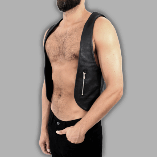 Echtlederweste mit Zip-Pockets