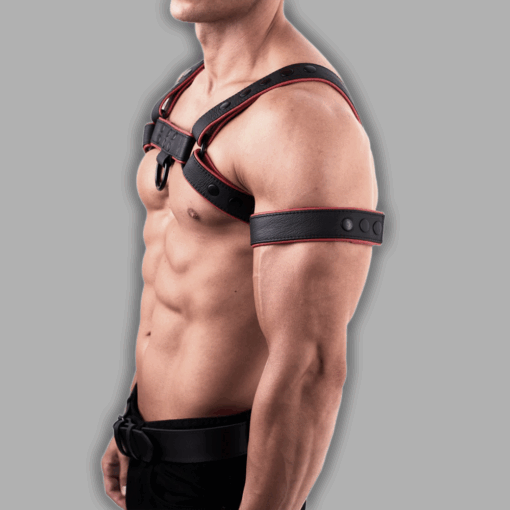 Alternative view of Chestharness schwarz/rot softes Leder