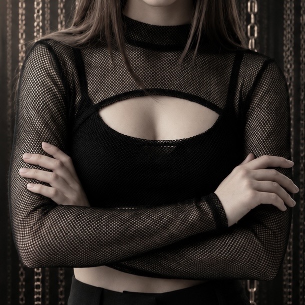 mesh croptop schwarz
