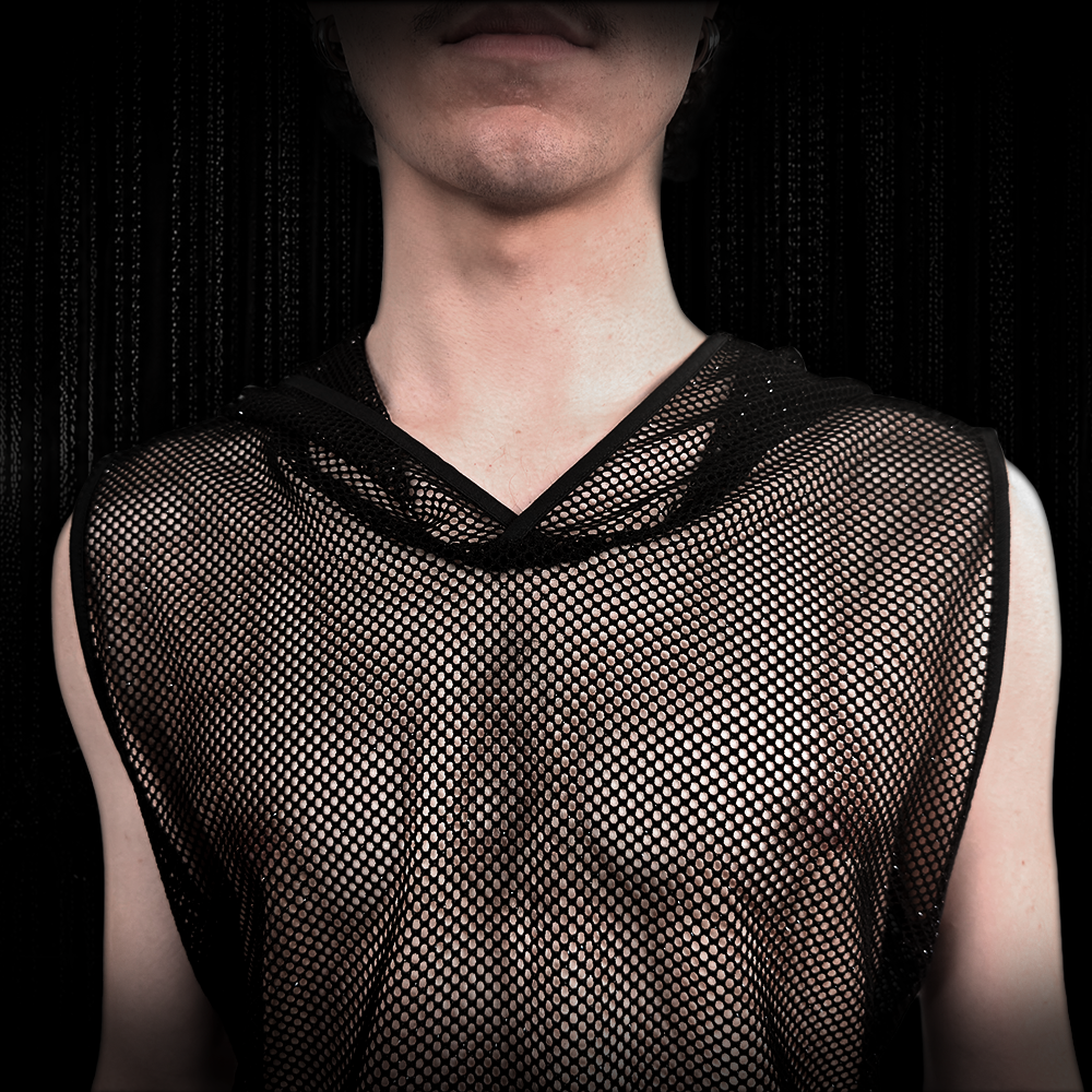 Hoodie Tank Top Diamond Mesh schwarz – Bild 5