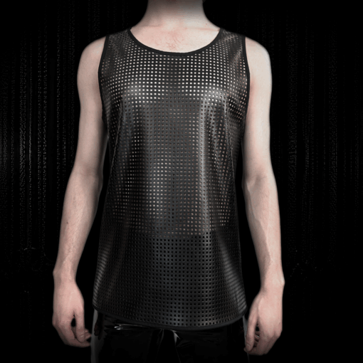 Tank Top Kunstleder perforiert schwarz