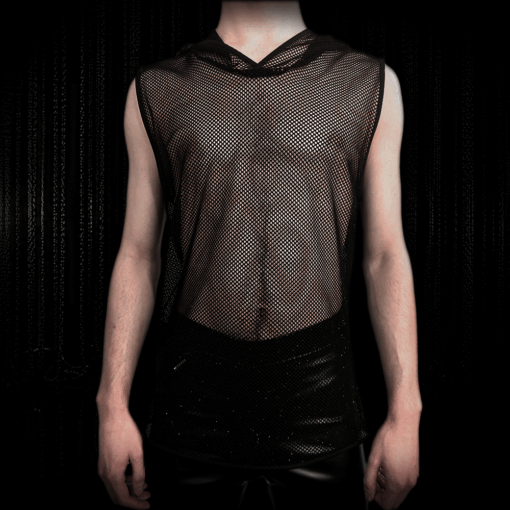 Hoodie Tank Top Diamond Mesh schwarz