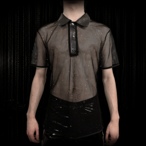 Diamond Mesh Polo Shirt schwarz