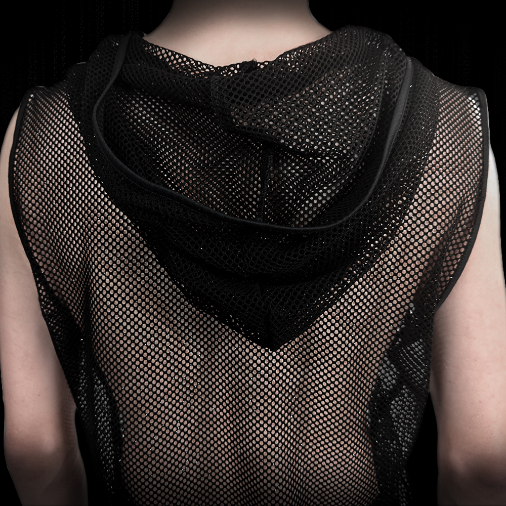 Hoodie Tank Top Diamond Mesh schwarz – Bild 6