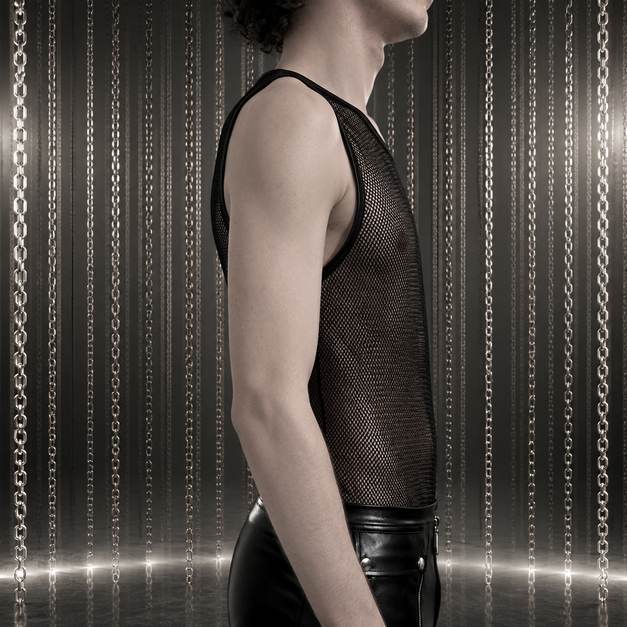 Schwarzes Mesh Tanktop Wetlook