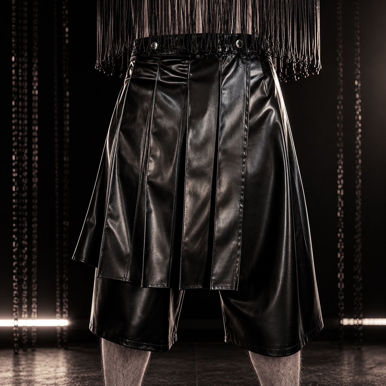 kunstleder bermuda shorts schwarz