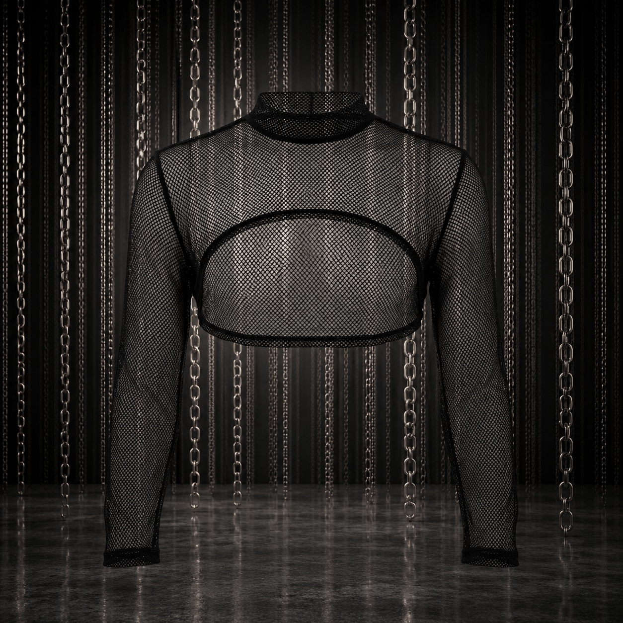 Clubwear Mesh Croptop schwarz