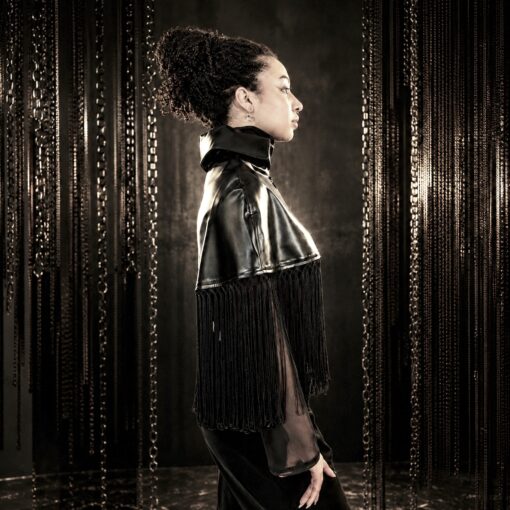 black fringe cape