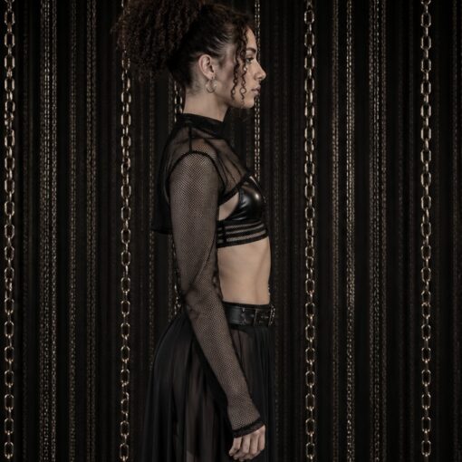 Transparentes Mesh Croptop schwarz Female