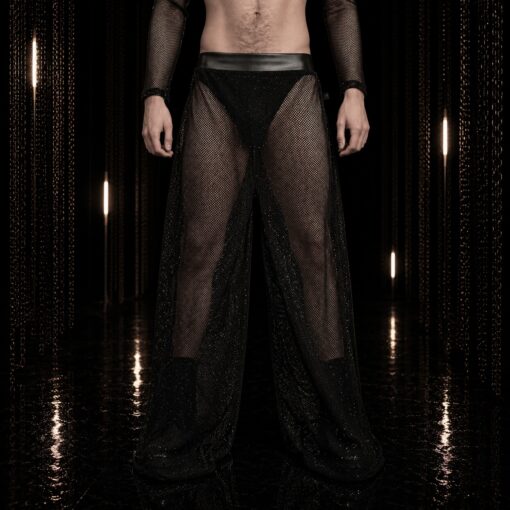 glitzernde Mesh Hose Herren Schwarz