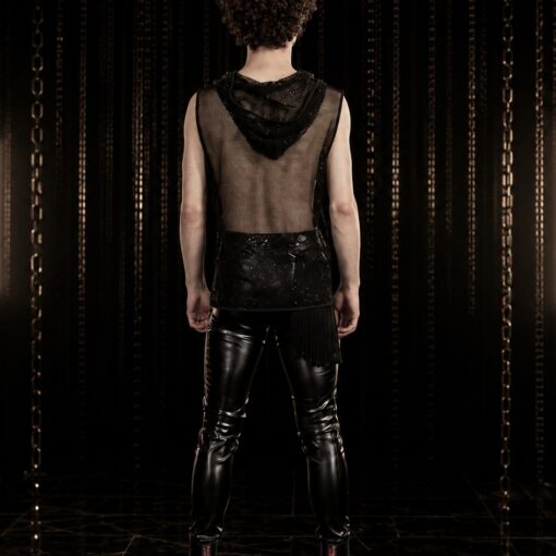 Diamond Mesh Hoodie Tank Top schwarz