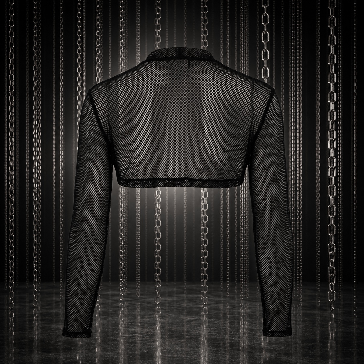 black Mesh Croptop Turtleneck