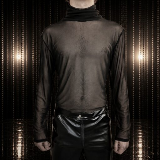 black mesh shirt turtleneck