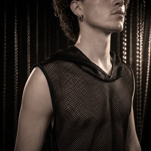 Black Diamond Mesh Hoodie Tank Top