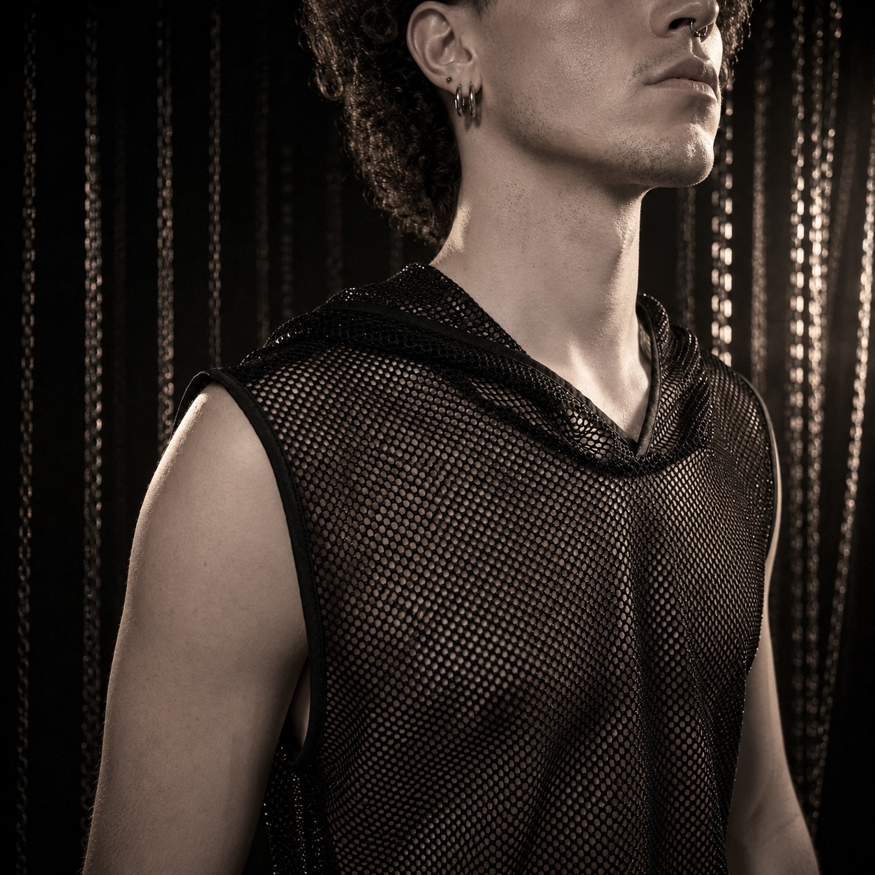 Black Diamond Mesh Hoodie Tank Top