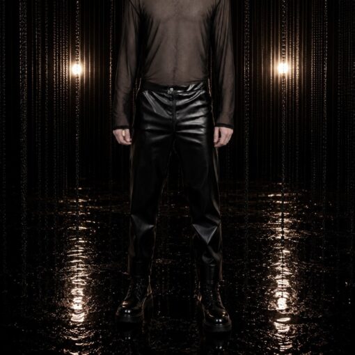 TYRO Kunstlederpant schwarz