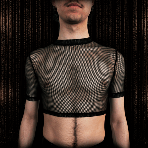 schwarzes Mesh Croptop Ekop Herren