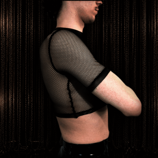 Mesh Croptop Herren Schwarz transparent