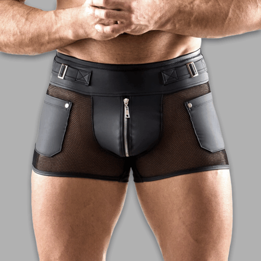 Short mit Mesh - Zip - Pockets Frontansicht mit Mesh-Einsätzen