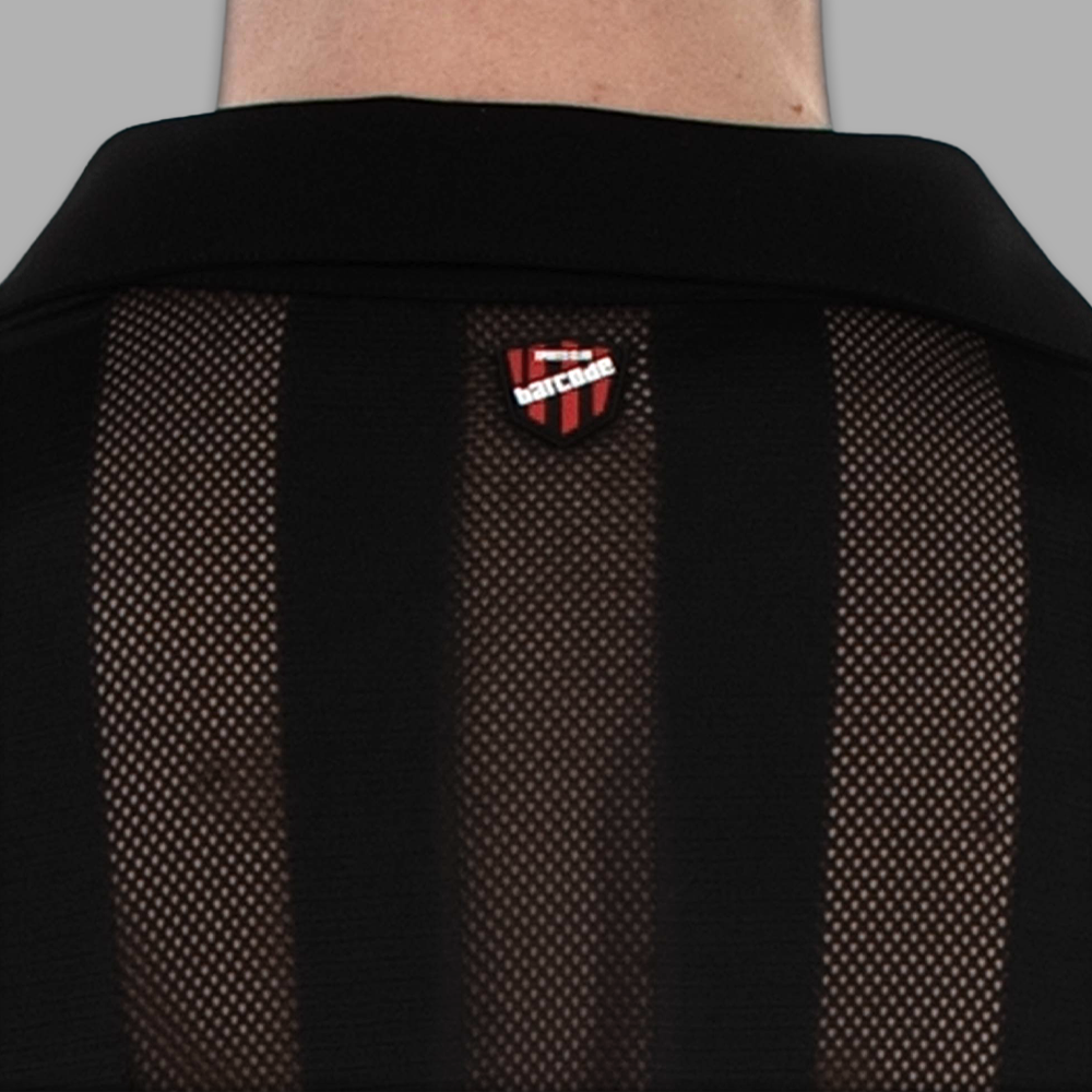 Mesh Poloshirt Herren Schwarz streifenoptik – Bild 4