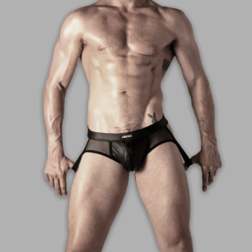 Rebel Zip Jockbrief Herren Wetlook Mesh Frontansicht